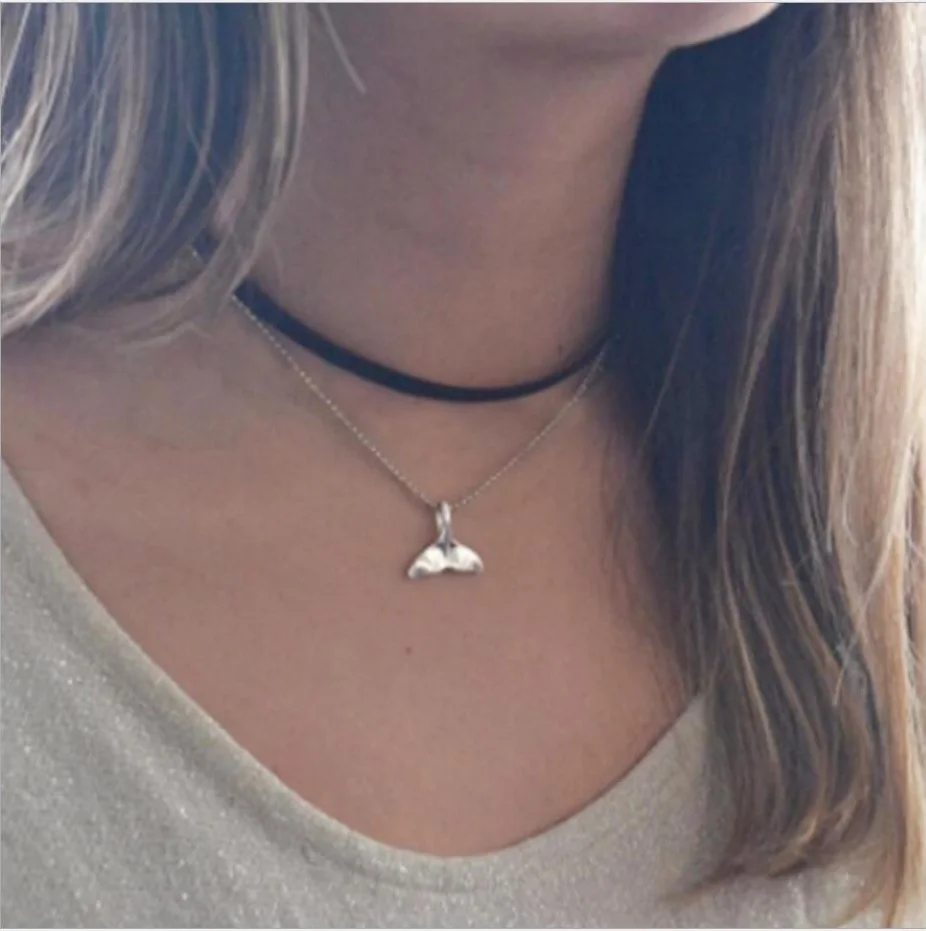 Двухслойное ожерелье корейский бархат кожаный шнур черный цвет чокер подвеска