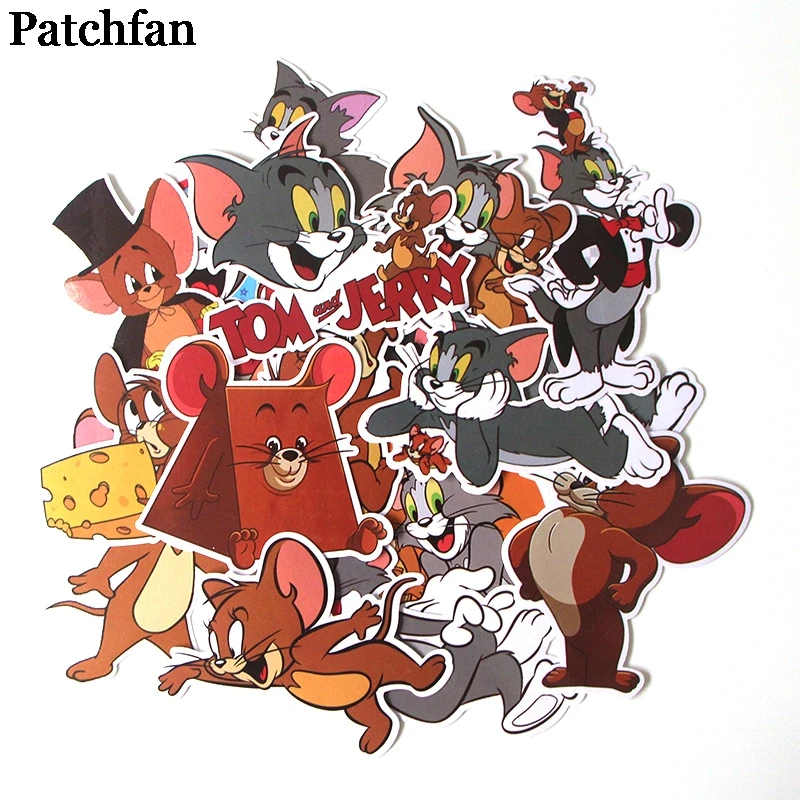Patchfan 17 шт. кошка и мышь мультфильм забавные наклейки для скрапбукинга DIY ноутбук скейтборд мотоцикл Дома Декоративные значки A2011