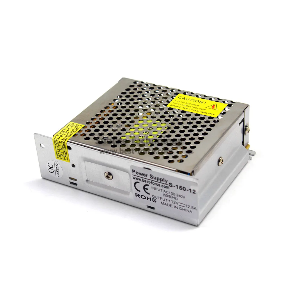 Одиночный выход DC 12V 12.5A 150W Светодиодный источник питания адаптер AC100 240V DC12V SMPS для