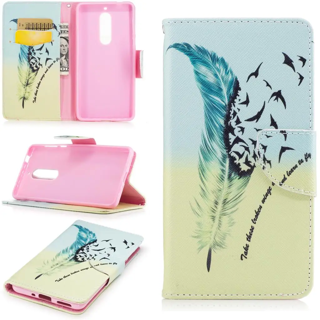 Чехол для Nokia 5 с милым рисунком откидной книжка кожаный чехол кошелек подставка