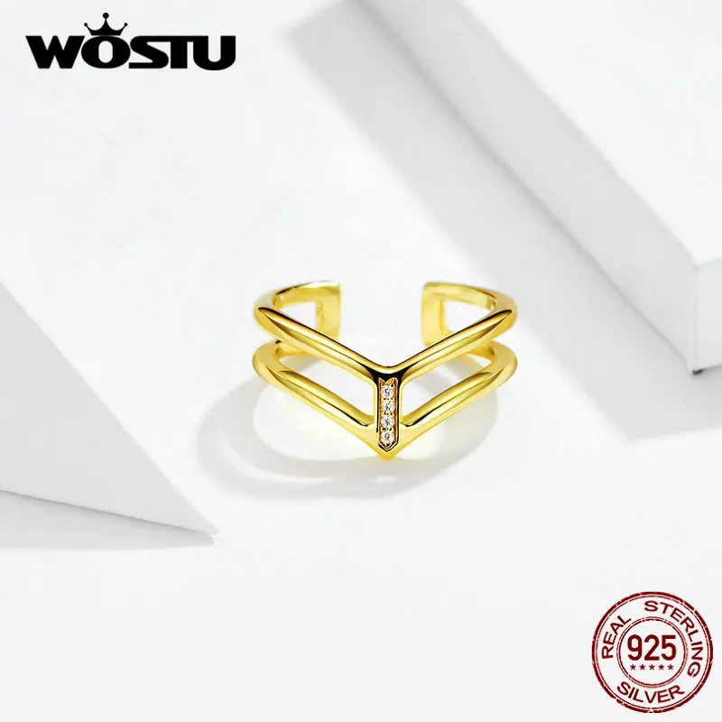 WOSTU горячая Распродажа золотистого цвета кольца в форме самолета 100% Настоящее