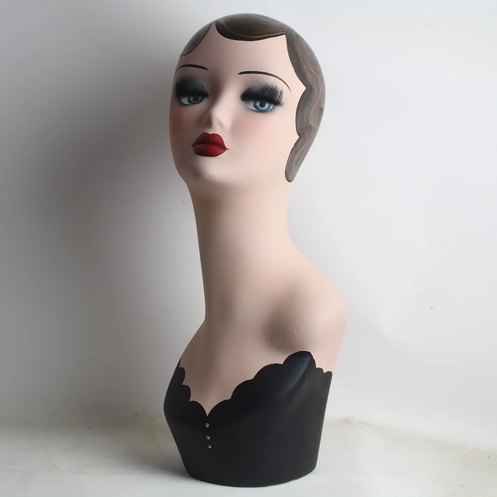 

Vintage Hand Painted Mannequin Head Display For Wigs