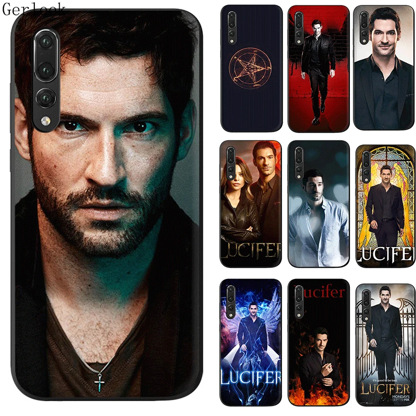 Черный мягкий TPU чехол для ТВ серии Lucifer Huawei P8 P9 P10 Lite P20 Pro MINI 2015 2016 2017 P Smart