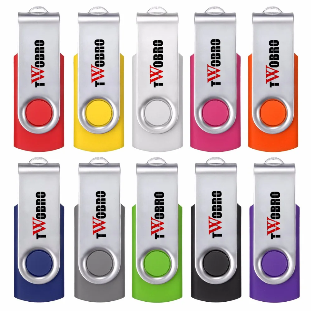 Twobro многоцветный вращающийся флешки 16 ГБ 32 64 USB флешка 2 0 8 4 1 ключ кулон накопитель