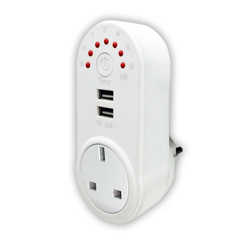 Обратный отсчет Dual USB электронный контроллер времени умная розетка белые