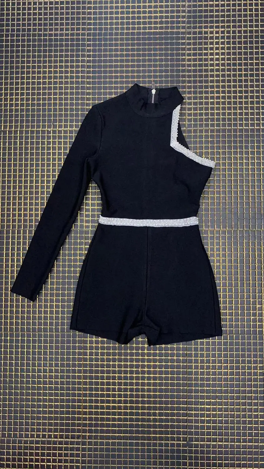 Высококачественные женские сексуальные с одним рукавом жемчужные черные