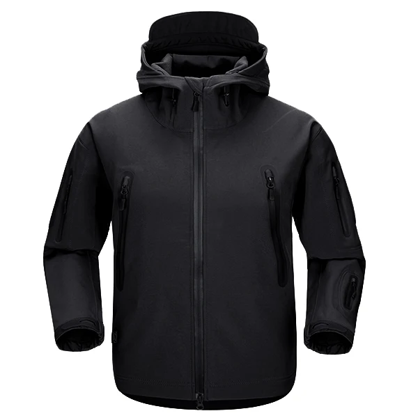 FREE SOLDIER outdoor camping instant waterproof windbreaker softshell jacket men's coat thermal outwear clothing large US size - Цвет: black