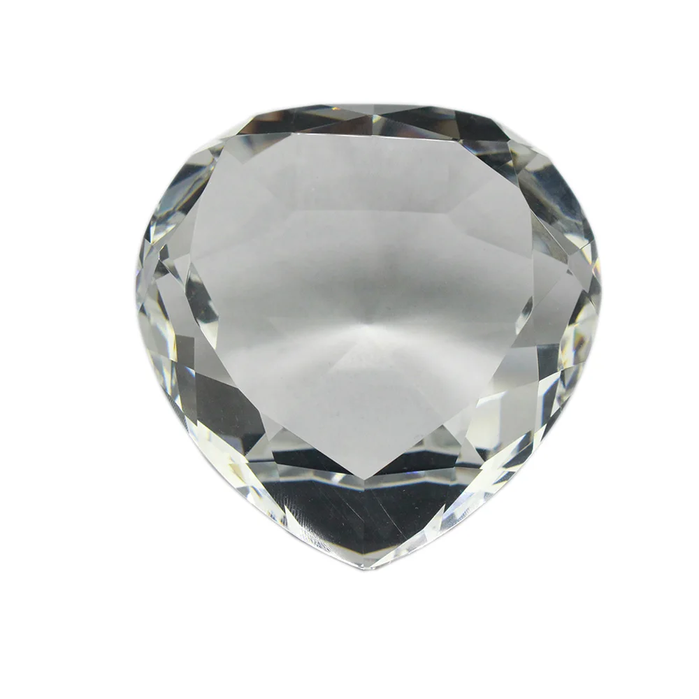 Clear Crystal Heart Paperweight Faceted Cut Glass Stone Diamond Jewelry Party Gifts for Guests | Favors