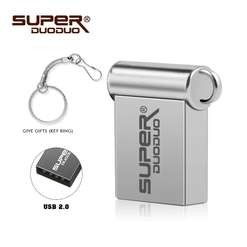 Супер мини металлический USB флеш-накопитель, реальная емкость, 4 ГБ, 8 ГБ, 16 ГБ, USB флешка, водонепроницаемая флешка, 32 ГБ, 64 ГБ, usb 2,0, флеш-диск с ключом
