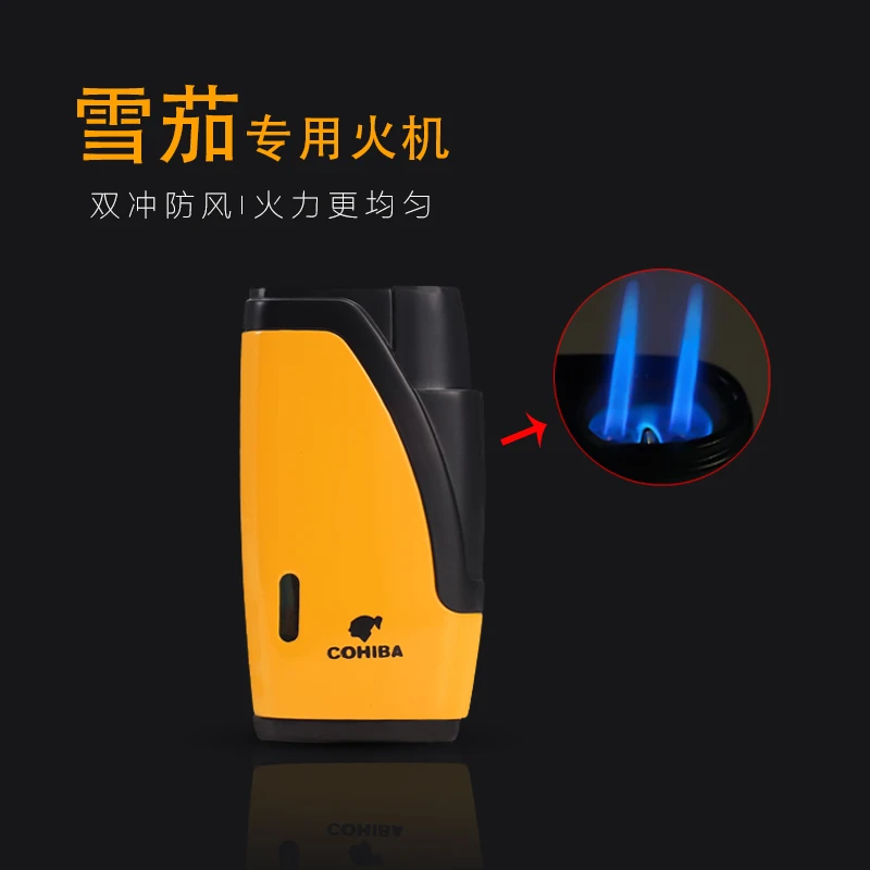 COHIBA металлическая ветрозащитная двухструйная Бутановая газовая зажигалка для