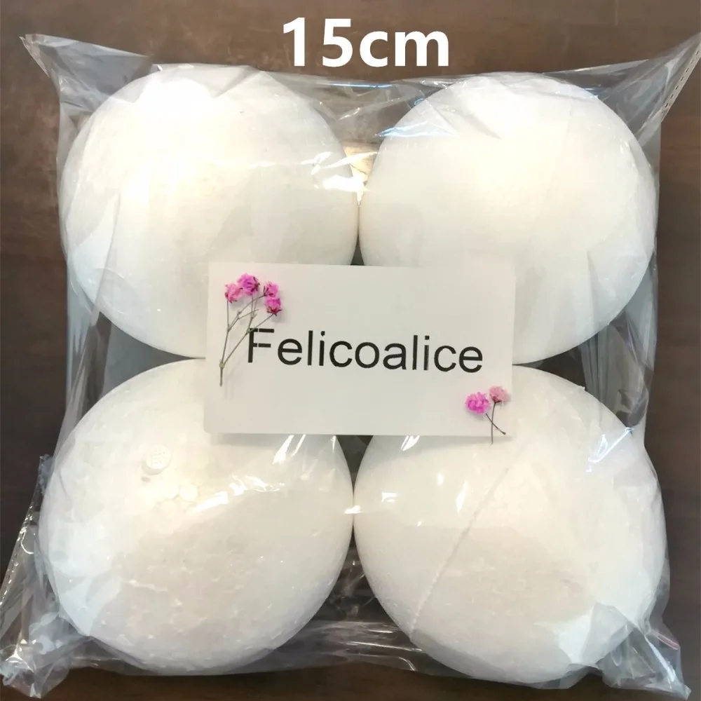 Felicoalice, диаметр 15 см, 4 шт., белые мячи для моделирования из пенополистирола, декоративные шарики из пенополистирола, круглые шарики