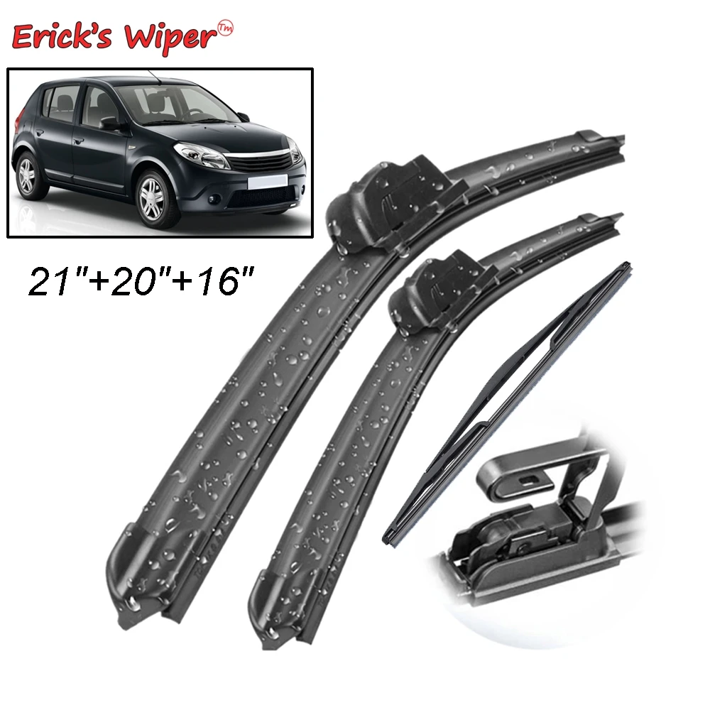 

Erick's Wiper Front & Rear Wiper Blades Set Kit For Dacia Renault Sandero MK1 2007 - 2012 Windshield Windscreen Window 21"20"16"
