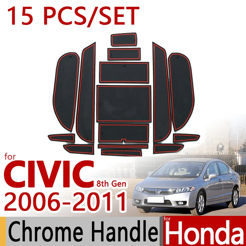 Для Honda Civic 2006 2011 Противоскользящий резиновый коврик для двери 15 шт. 2007 2008 2009 FA FD FG