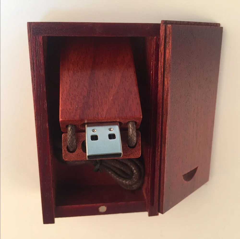 Флэш-накопитель usb 2 0 из красного дерева в бамбуковой коробке (более 15 шт. с