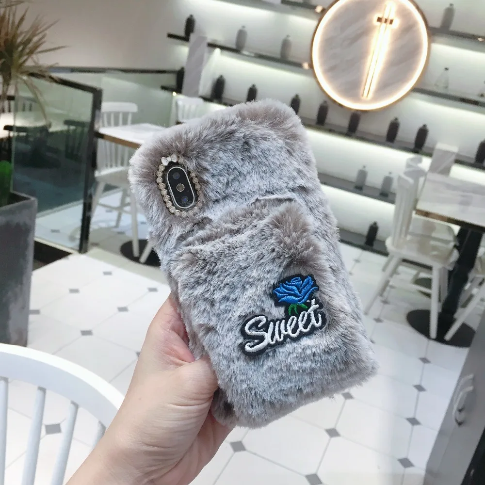 Милый плюшевый Меховой чехол для Apple iphone 6 7 8 10 Plus X XR XS Max IP 6plus 7plus 8plus XSmax новые