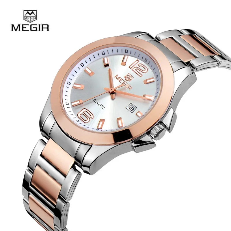 big-COLOR GOLD MEGIR, женские часы, Роскошные, под платье, наручные часы, Relogio Feminino, часы для женщин, Montre Femme, кварцевые женские часы для влюбленных - Цвет: big-COLOR GOLD