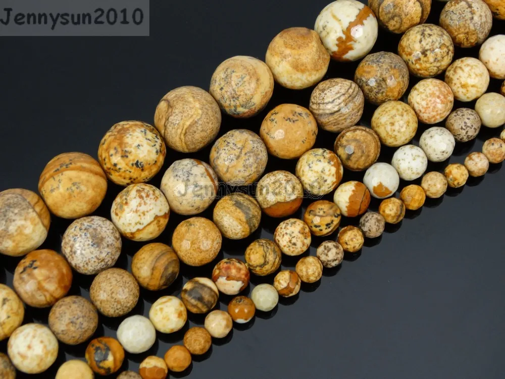 

Natural Picture Gems Stones 8mm Faceted Round Spacer Loose Beads 15'' Strand for Jewelry Making Crafts 5 Strands/Pack