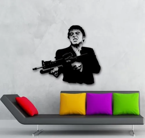 Бесплатная доставка Scarface пленка Гангстер человек оружие настенные наклейки