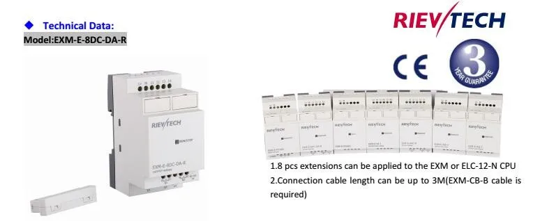 CE ISO одобренная мануфактура, xLogic Micro PLC, расширения для программируемого логического контроллера EXM-E-8DC-DA-R