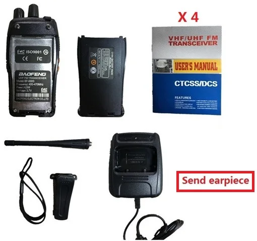 2/4 шт BAOFENG BF-888S 5 Вт рация HF трансивер UHF Ручной CB Ham Радио bf 888s любительский двухсторонний портативный CB радио - Цвет: 4PCS