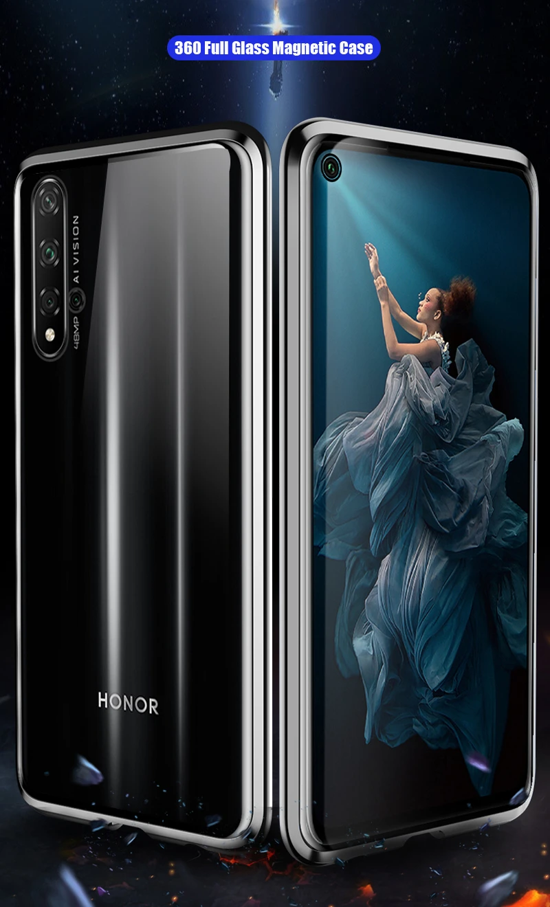 360 Защитный чехол на весь корпус для Honor 20 Pro, магнитный бампер для телефона+ двустороннее стекло, чехол для huawei Honor20 Pro, чехол s 20Pro