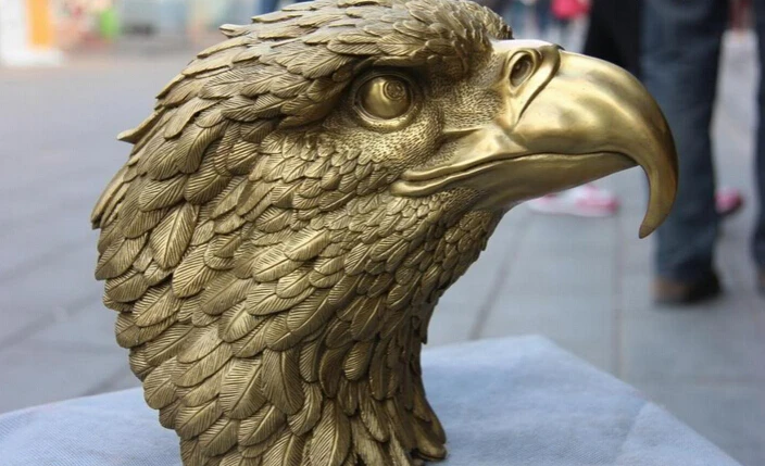 

Collectible bronze S2682 Chinese Folk Brass Copper Feng Shui Ferocious Eagle hawk Goshawk Head Art Statue