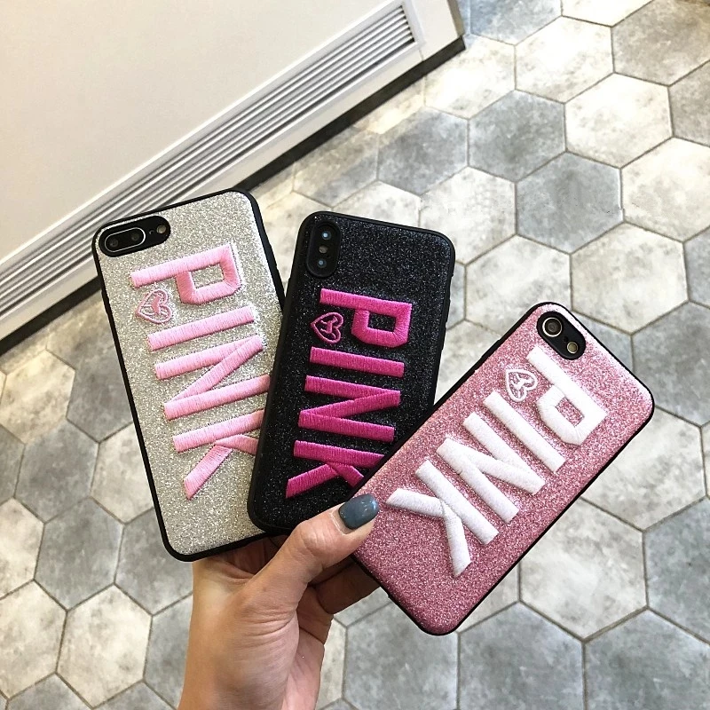 Для iphone X 6 6s Plus 8 плюс 7 чехлы для телефонов мода Виктория Розовый чехол блеск
