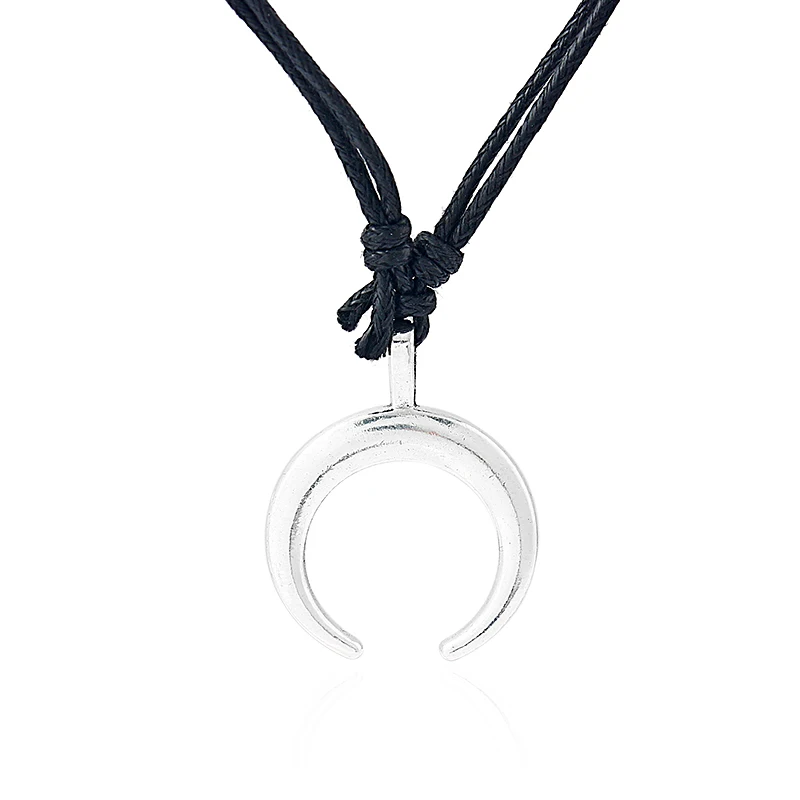 1 шт. античный серебряный цвет форма бычьего рога ожерелье Подвеска полумесяц и