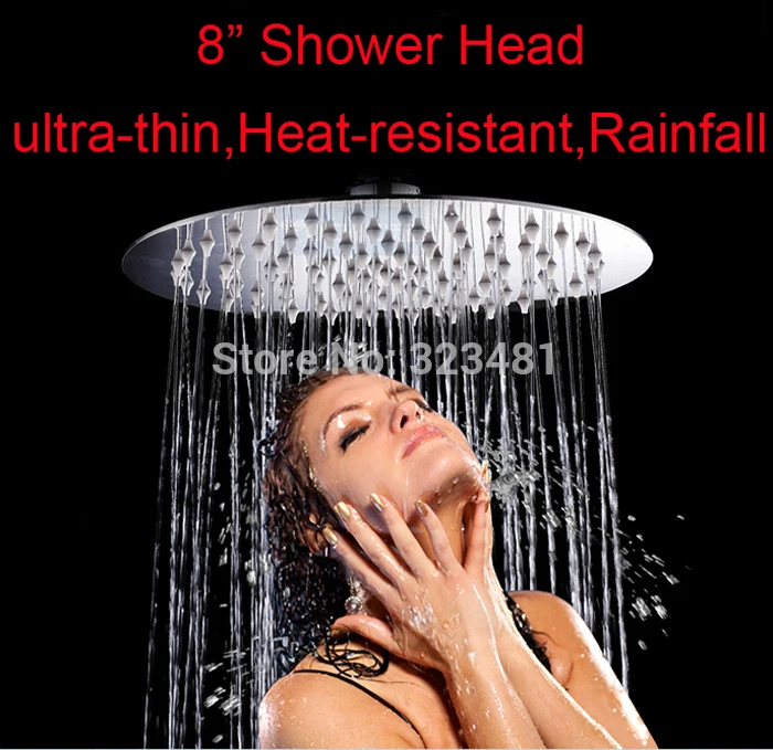 a Stainless steel Shower head Ultra thin 8 inch round rainfall showerhead high pressure chuveiro free shipping|shipping poultry|shipping