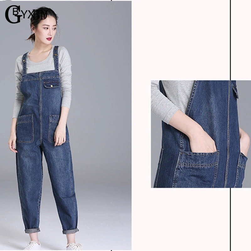 Женский джинсовый комбинезон GBYXTY размера плюс 6XL в Корейском стиле Свободный на - Фото №1