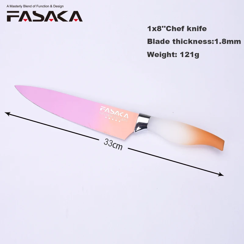 FASAKA Creative New Design Colorful Gradient Chef Knife Stainless Steel 8'' inch Professional Meats Santoku Knives Kitchen Tools | Дом и
