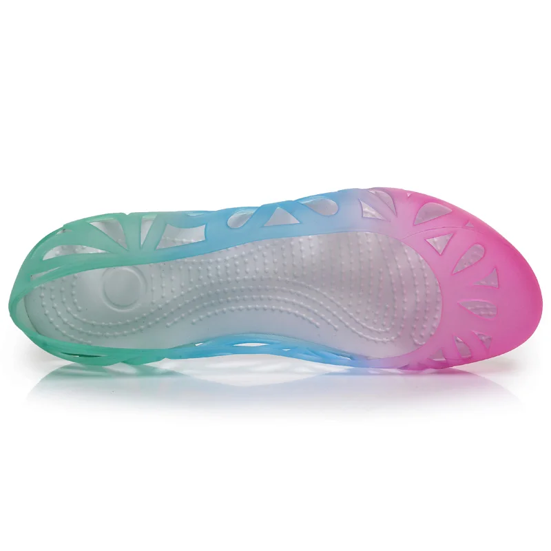 2017 Градиент Цвета 3 Цветочные Девушки Сандалии Желе Обувь Летом Пляж Мокасины