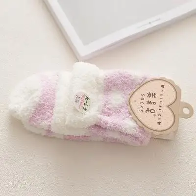 Kawaii/рождественские носки яркие бархатные носки-тапочки кораллового цвета модные хлопковые забавные теплые носки для зимы для женщин и девочек, милые носки, Meias - Цвет: 12