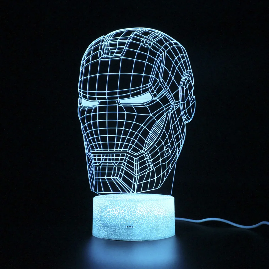 Мстителями детские 3d настольная лампа дистанционного Управление светодиодный ночной Светильник Иллюзия USB сенсорный светильник «Железный человек», лампа