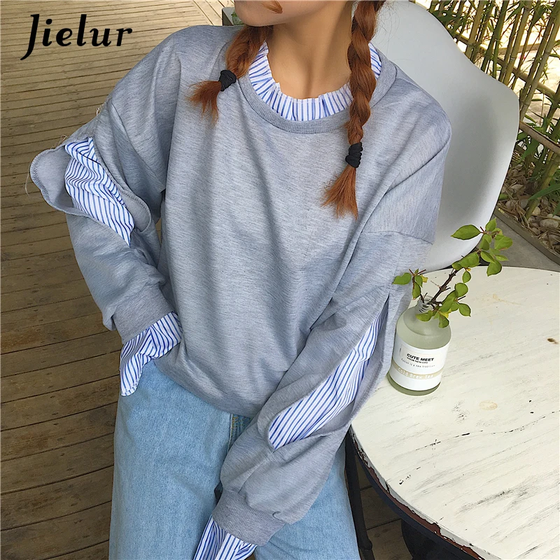 Jielur 2020 осенние толстовки Harajuku Лоскутная Толстовка Женская Корейская шикарная Kpop