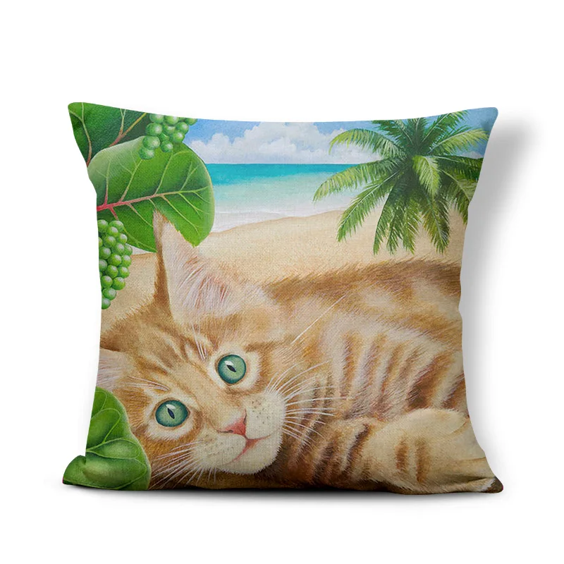 

Наволочки для подушек с рисунком масляной живописи акварелью котом пляжные наволочки для подушек домашний декоративный чехол для подушки