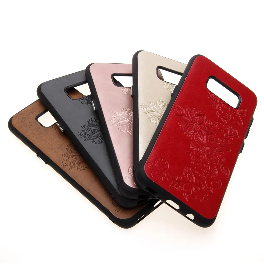 Роскошный Новый Черный цветочным узором кожаный чехол для Samsung Galaxy S7 край S8 плюс