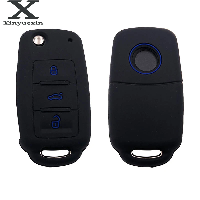 

Xinyuexin Silicone Car Key Case For VW POLO Bora Beetle Tiguan Passat B5 B6 Golf 4 5 6 MK5 Eos Key Jacket Car-Stying