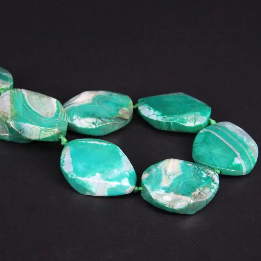 Большие граненые Агаты с зелеными драконами из 9 шт./нитей шарики-самородки