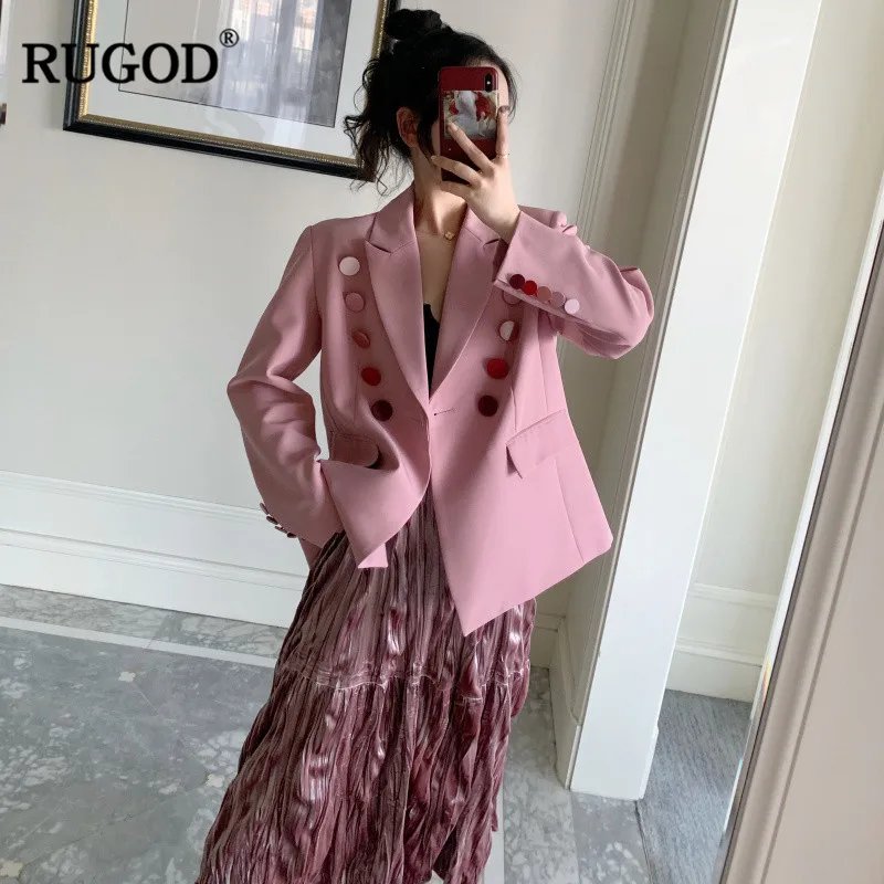 RUGOD/модные женские костюмы пальто и платье однотонные с бусинами свободные