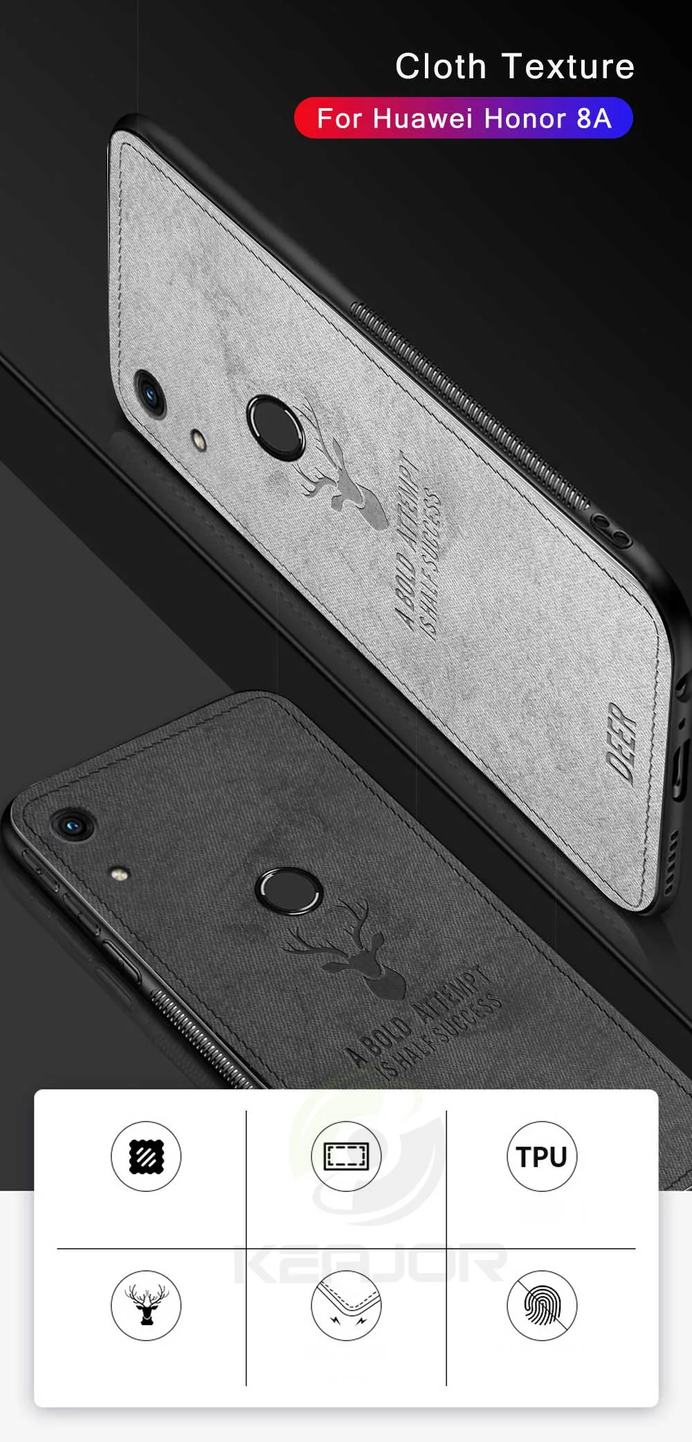 Keajor чехол для телефона для huawei Honor 8A чехол Классический тканевый бампер мягкая силиконовая рамка Fundas для huawei Honor8A 8 A Global Cover