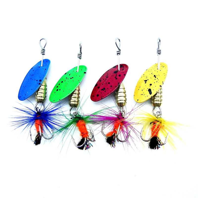 4 шт./компл. Брендовая металлическая вертушка для рыбалки 5 см 2 г/шт. ложки свежей мелководной окунь басса волейбол леска тройной крючок.