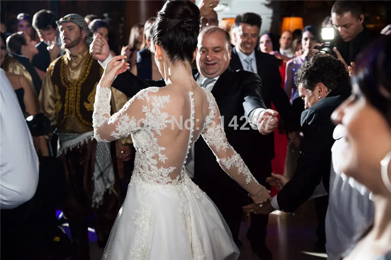 Романтическое Платье Vestido De Noiva с высокой кружевной аппликацией длинный рукав