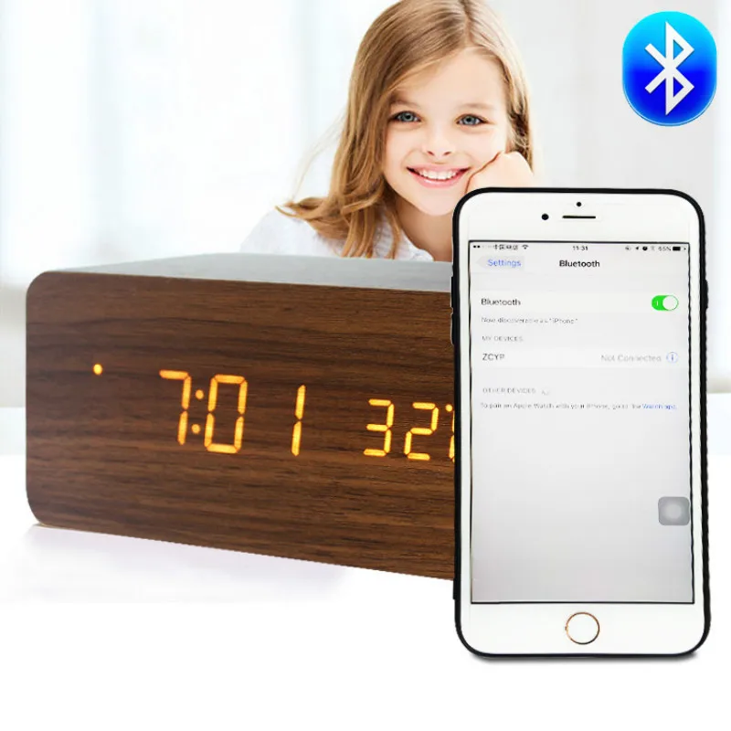 Лучшие продажи 2018 продуктов будильники Беспроводные Bluetooth спикер LED большой