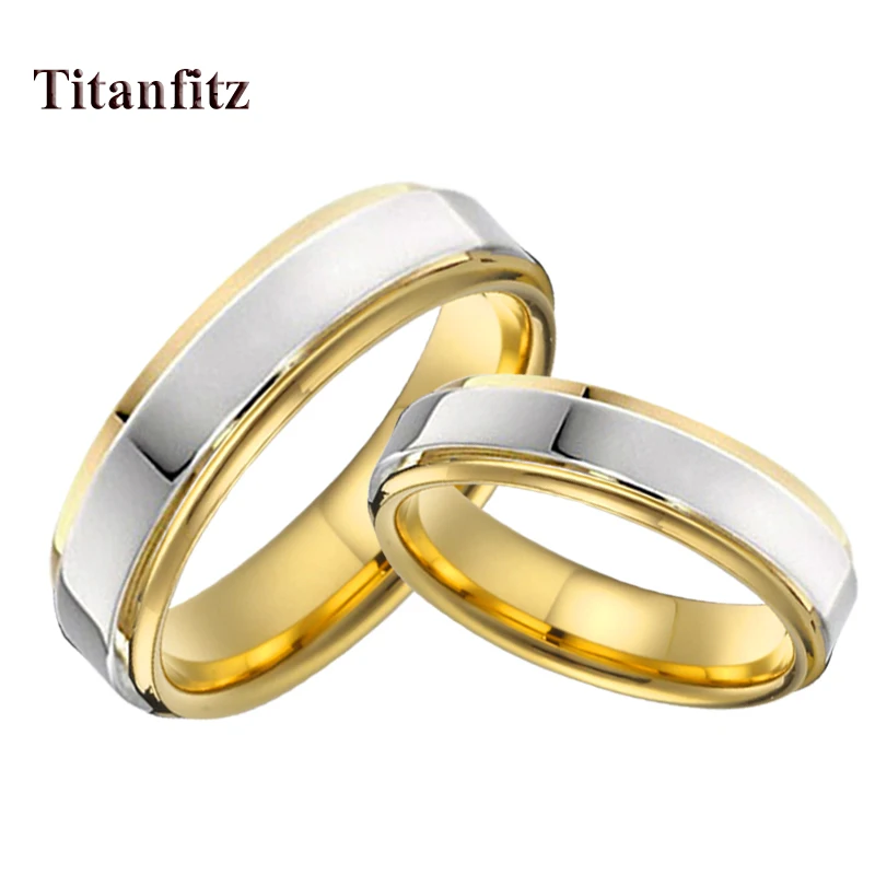 

Love Alliances Engagement Promise Wedding Rings for Couples Men and Women 4mm 5mm Marriage Anniversary Gift Gold Color Titanium