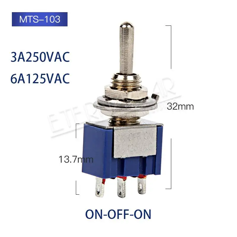 MTS-103 SPDT запирающий переключатель выключатель 6A 125V MTS-102 103 MTS-202 203 3A 250 AC мини 3 6PIN ON-ВКЛ-ВЫКЛ-на Кулисные Переключатели света моторы - Цвет: MTS-103