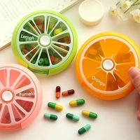 7 days weekly portable round shape small medicine pill box portable travel medicine holder tablet storage case container