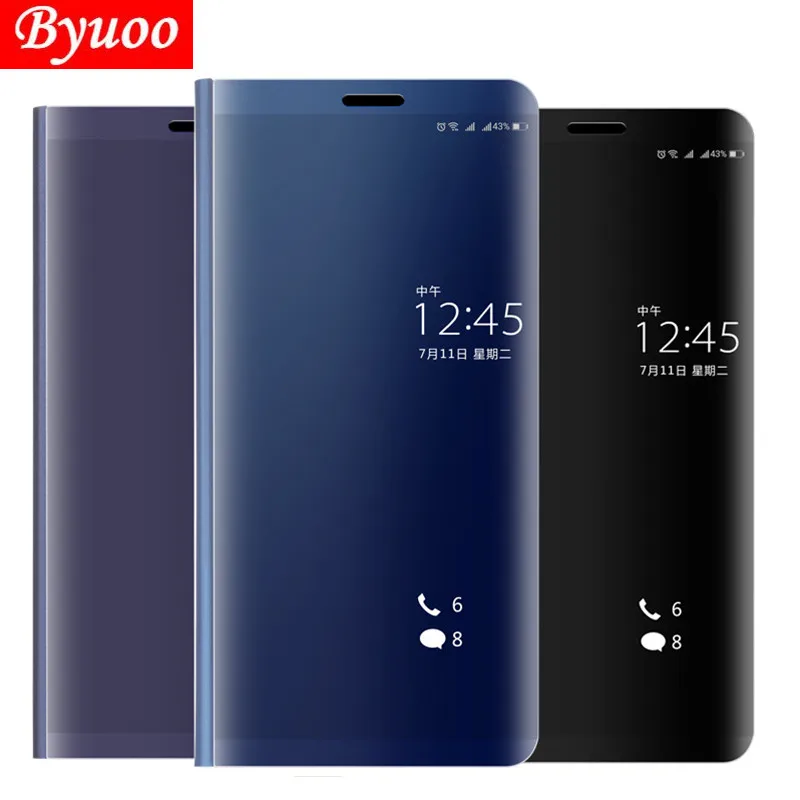 Противоударный чехол для телефона Huawei mate 8 9 10 pro с зеркальной прозрачной откидной