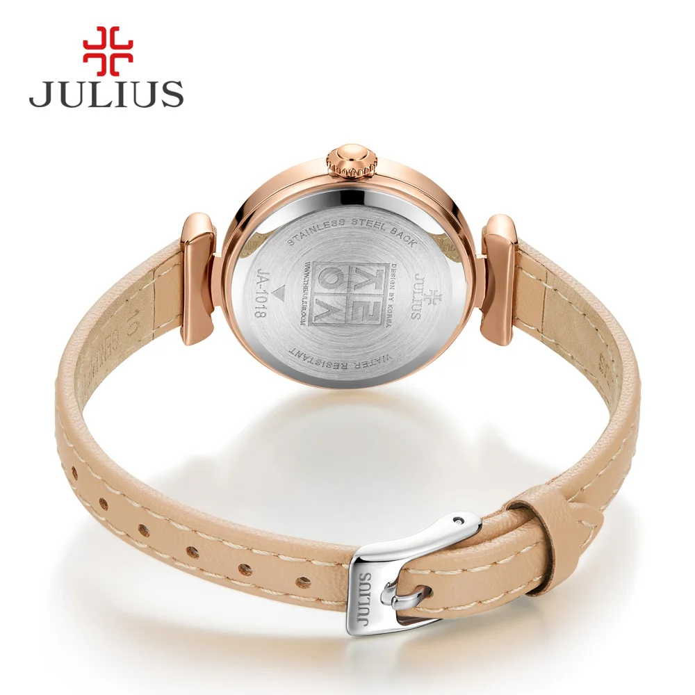 JULIUS Simplicity ЖЕНСКИЕ НАРЯДНЫЕ часы классический кожаный ремешок часы тонкие женские японские кварцевые Movt Элитные Reloj JA-1018