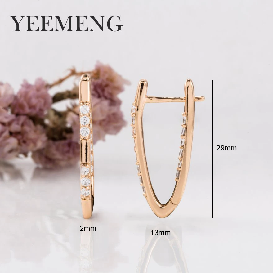 YEEMENG Новые поступления V-образные Сияющий кубический циркон серьги-кольца с